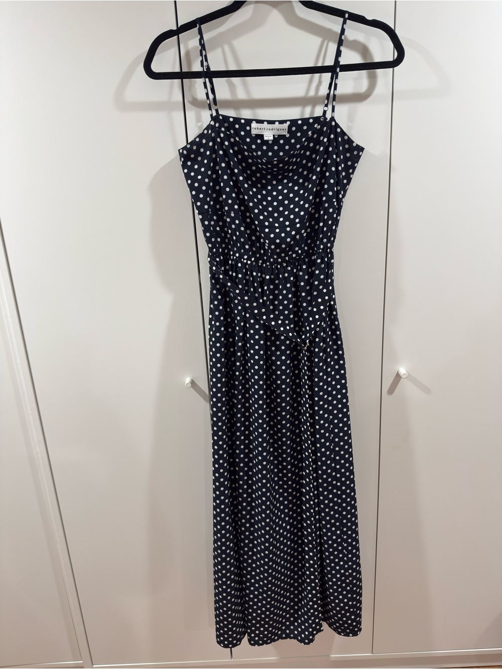 Robert Rodriguez Navy and White Polka Dot Maxi Dress
